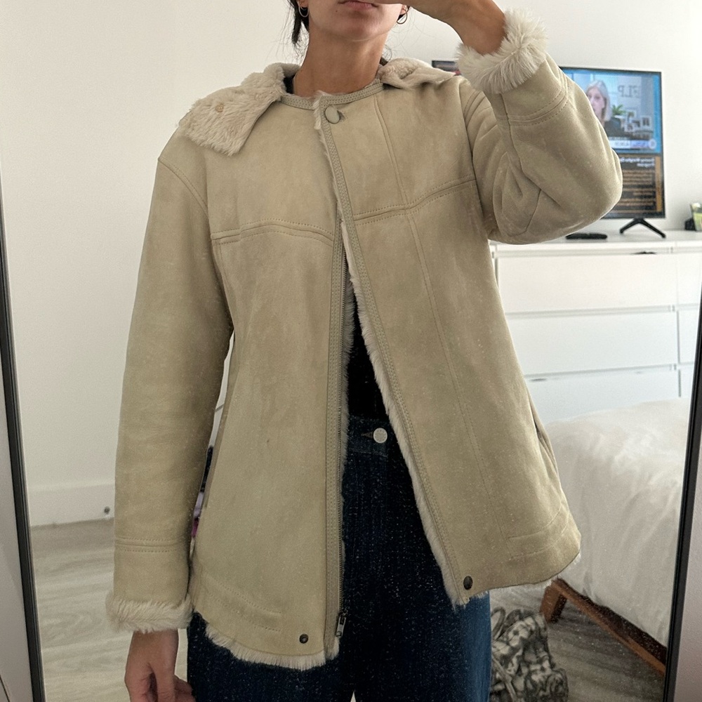 Isabel Marant 100% Lambskin Leather Real Fur Cream White Jacket w Hood size 40 - Picture 14 of 15